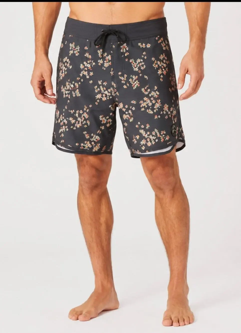 O'Neill Board Shorts Mens 36 Gray Floral OG Print Scallop 18” Swim Trunks NEW